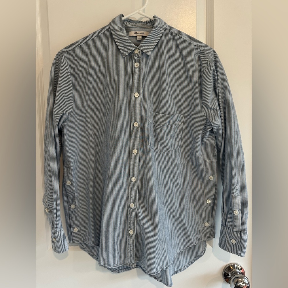 Women’s Madewell Navy Stripe Button Down Shirt